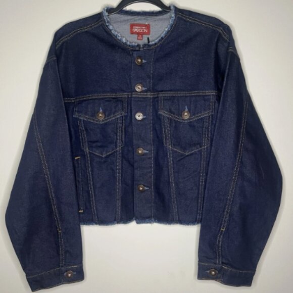 JOHNNY WAS SASSON Cropped Denim Jean Jacket Women’s Dark Wash Boho Pockets M - Picture 1 of 6